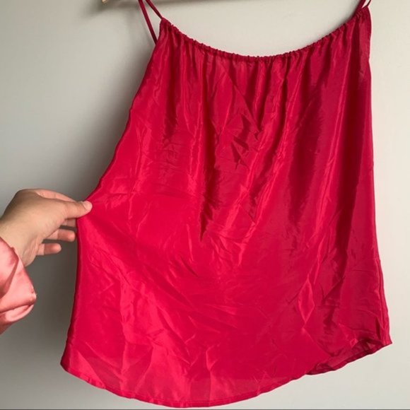 7 For All Mankind Pink Tank Top Blouse Satin NWT  New Silk Blend XS - Picture 2 of 8
